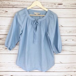 Loft Baby Blue Peasant Balloon Sleeve Blouse